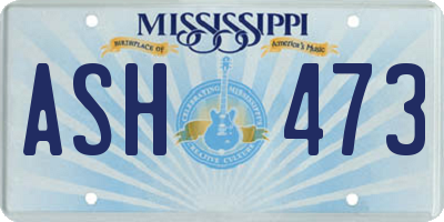 MS license plate ASH473