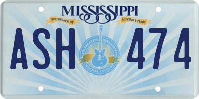 MS license plate ASH474