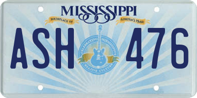 MS license plate ASH476