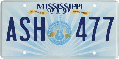 MS license plate ASH477