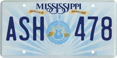 MS license plate ASH478
