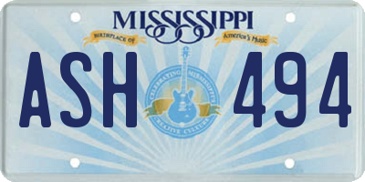 MS license plate ASH494