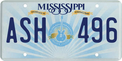 MS license plate ASH496