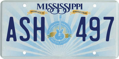 MS license plate ASH497