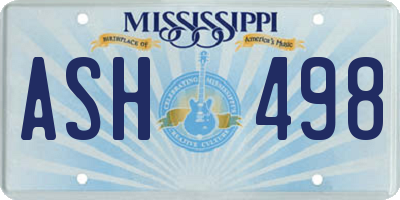 MS license plate ASH498