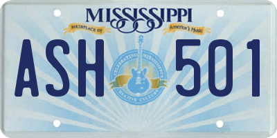 MS license plate ASH501