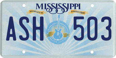 MS license plate ASH503