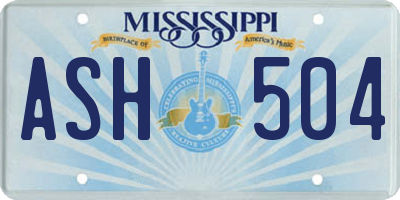 MS license plate ASH504