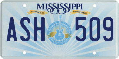 MS license plate ASH509