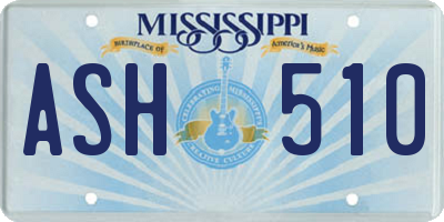 MS license plate ASH510