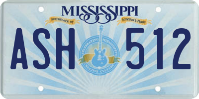 MS license plate ASH512
