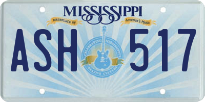 MS license plate ASH517