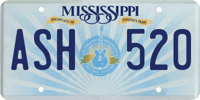 MS license plate ASH520