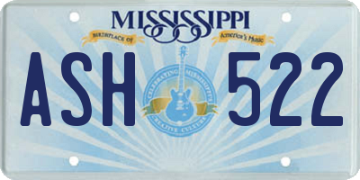 MS license plate ASH522