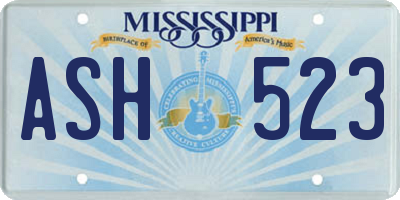 MS license plate ASH523
