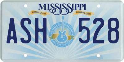 MS license plate ASH528