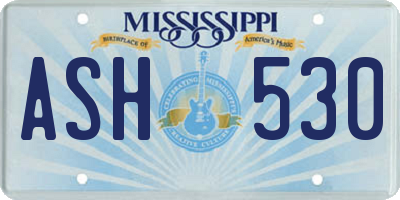 MS license plate ASH530
