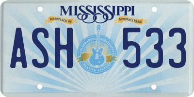 MS license plate ASH533