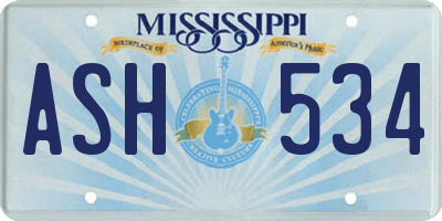 MS license plate ASH534