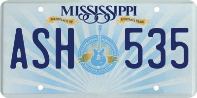 MS license plate ASH535