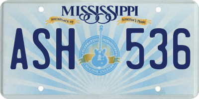 MS license plate ASH536