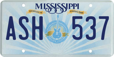 MS license plate ASH537