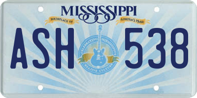 MS license plate ASH538