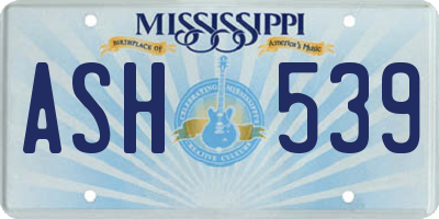 MS license plate ASH539