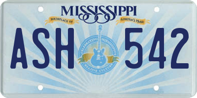 MS license plate ASH542