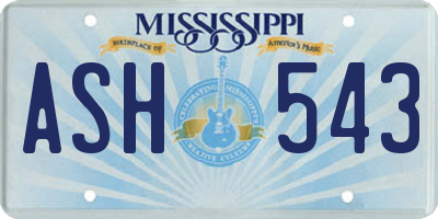 MS license plate ASH543