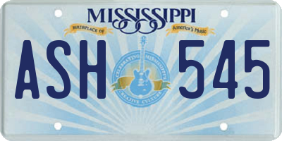 MS license plate ASH545