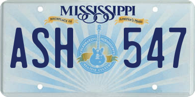 MS license plate ASH547