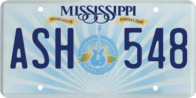 MS license plate ASH548