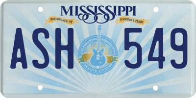 MS license plate ASH549