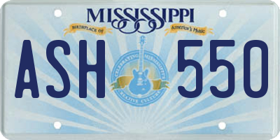 MS license plate ASH550