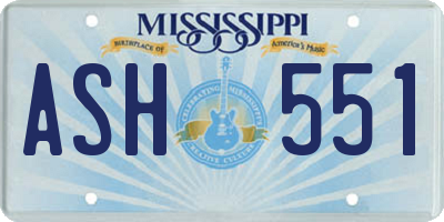 MS license plate ASH551
