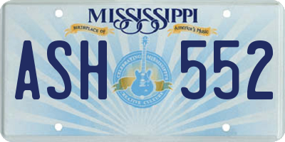 MS license plate ASH552