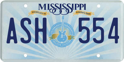 MS license plate ASH554