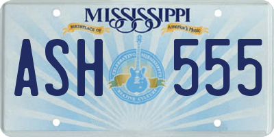 MS license plate ASH555