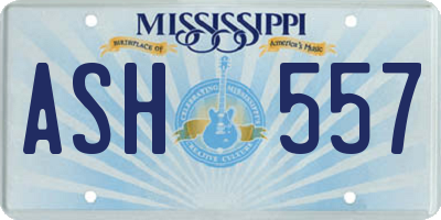 MS license plate ASH557