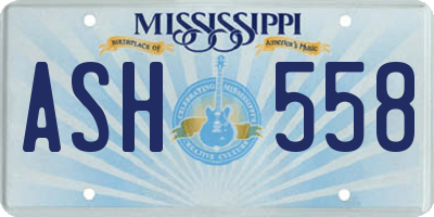 MS license plate ASH558