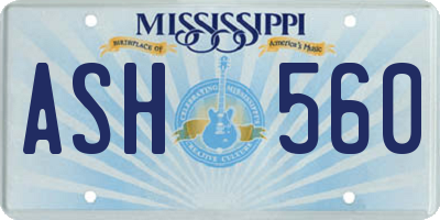 MS license plate ASH560