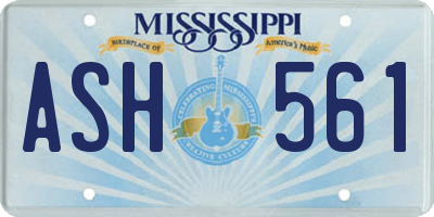 MS license plate ASH561