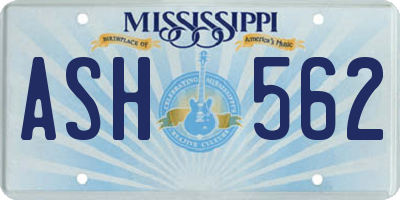 MS license plate ASH562