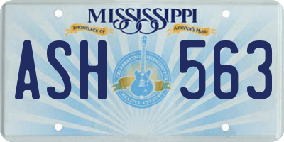 MS license plate ASH563
