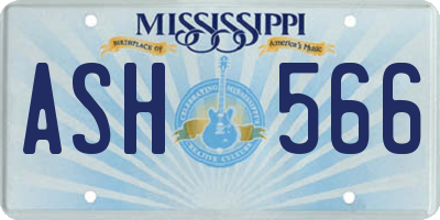 MS license plate ASH566