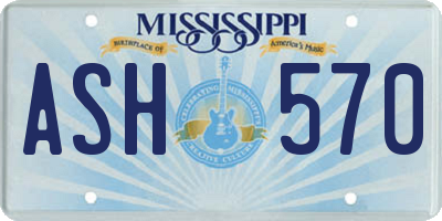 MS license plate ASH570