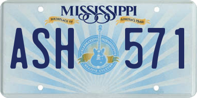 MS license plate ASH571