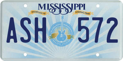 MS license plate ASH572