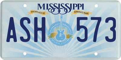 MS license plate ASH573